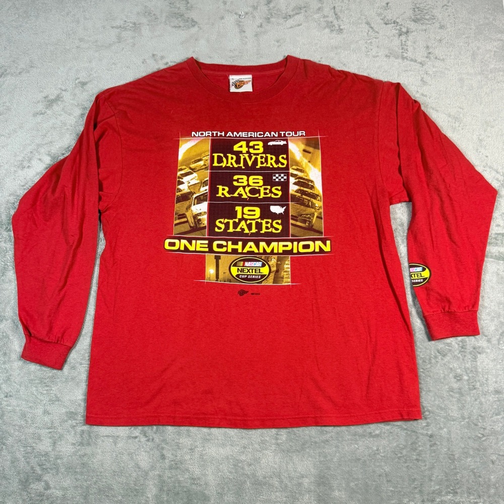 Winner's Circle Mens XL Long Sleeve NASCAR Nextel Cup Series Graphic T-Shirt Red